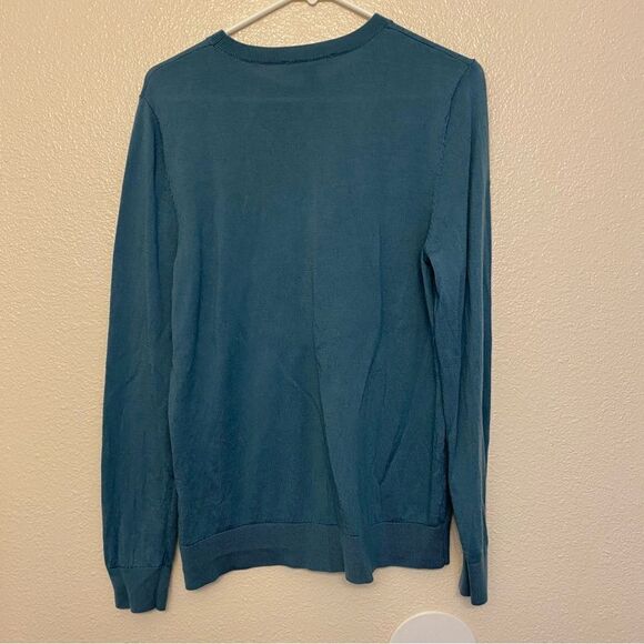 Katherine Barclay 100% Merino Extra Fine Wool Crewneck Sweater Teal Blue -L - Picture 3 of 9